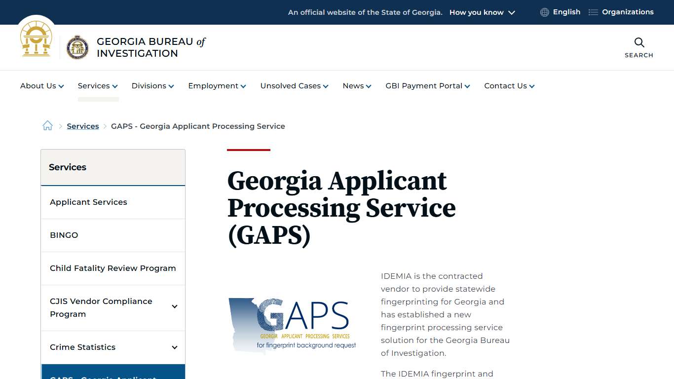 Georgia Applicant Processing Service (GAPS) | Georgia Bureau of Investigation